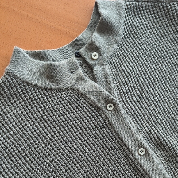 Organic Cotton Sage Green Sweater / Cardigan  - Made in the USA - Picture 10 of 12